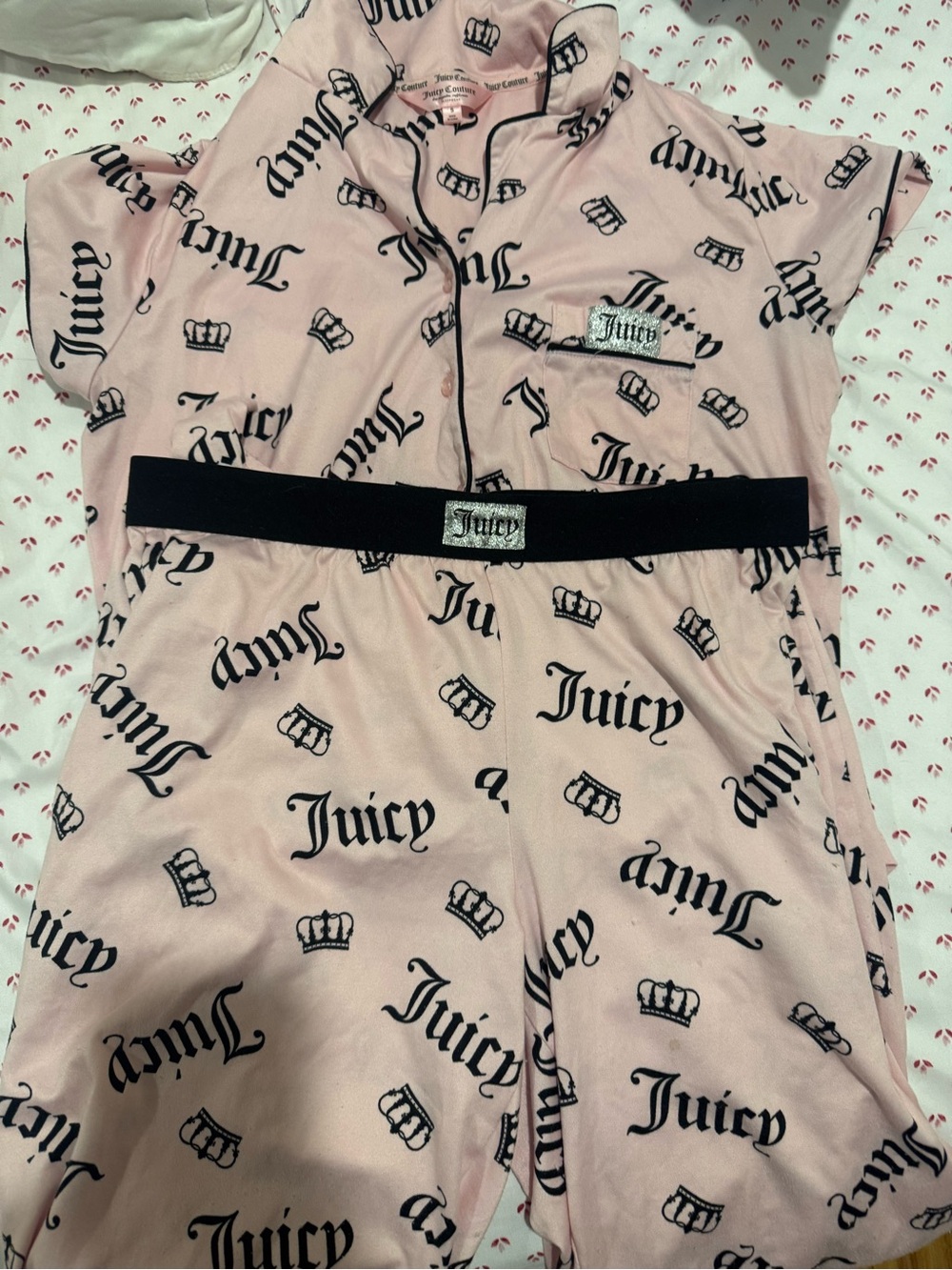 Juicy Couture Pink/black Logo Pajama Set